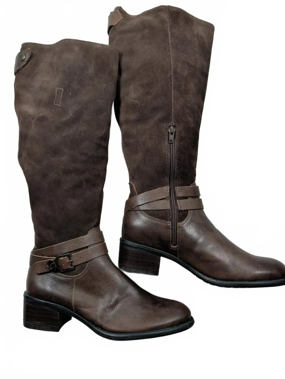 J. Jill Brown Leather & Suede Knee-High Riding Boot Size 6.5M Wide Calf